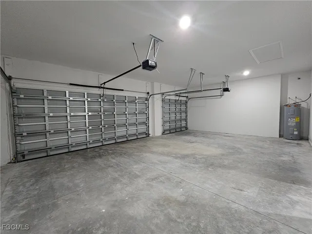 a view of a garage with racks