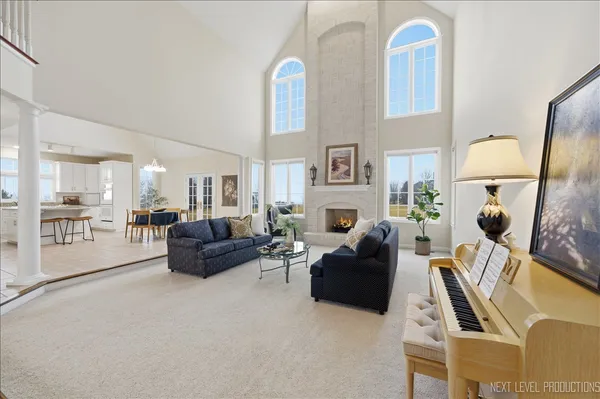 a living room with furniture