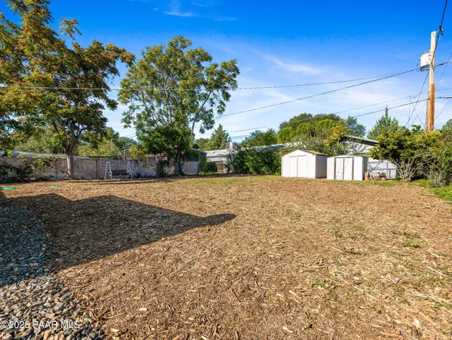 a view of backyard of house