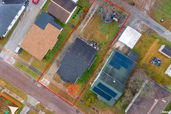 an aerial view of a house