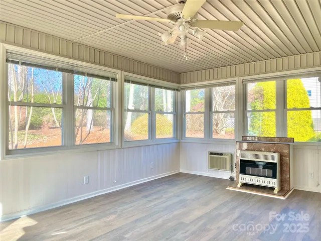 a living room with a large window