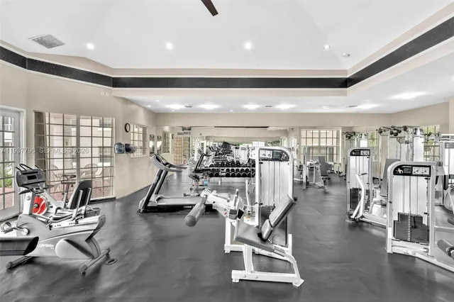 a view of a room with gym equipment