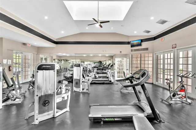 a view of a room with gym equipment