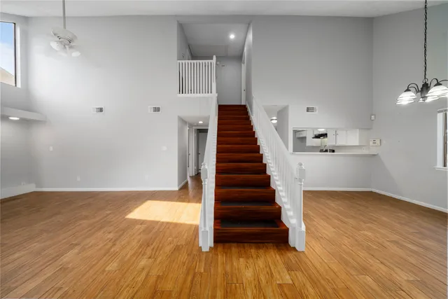 a view of entryway with wooden floor