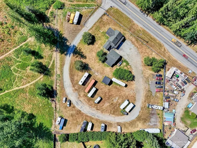 an aerial view of a house