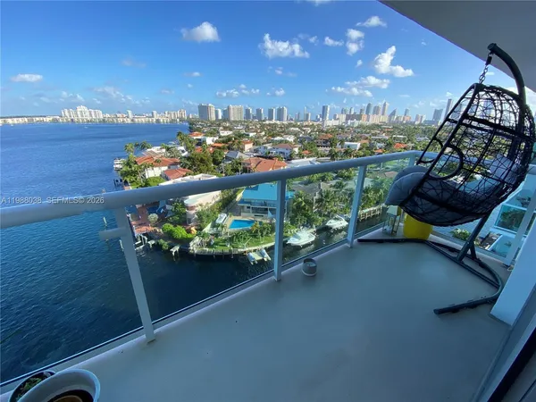 a view of a balcony with an outdoor space