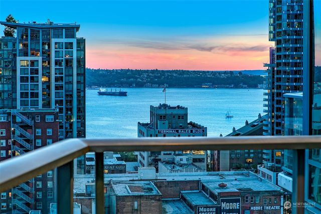 a view of a balcony with lake view