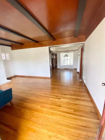 a view of kitchen with wooden floor