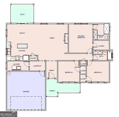 a front view of house with yard and outdoor seating