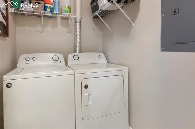 a utility room with dryer and washer