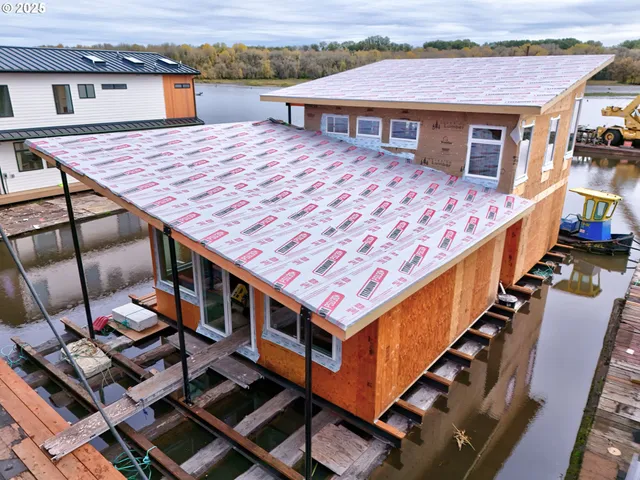 an aerial view of a house