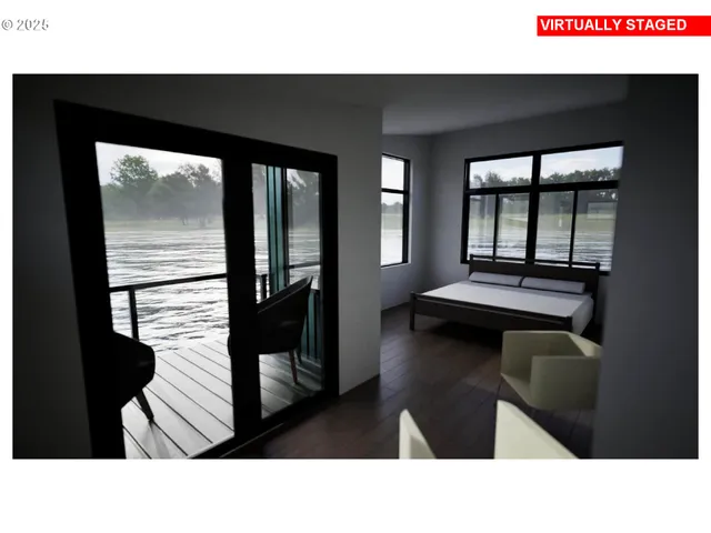 a hallway with a table and a couch