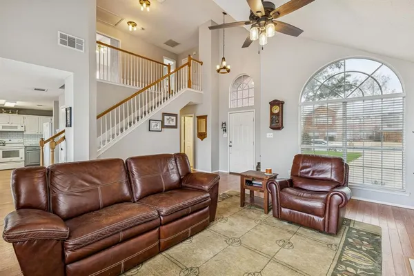 a living room with furniture