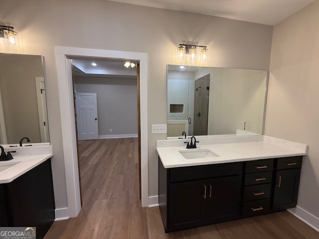 603 Silver Dollar Road Barnesville, GA 30204 - Photo 21 of 33 a bathroom with a sink double vanity granite and a mirror