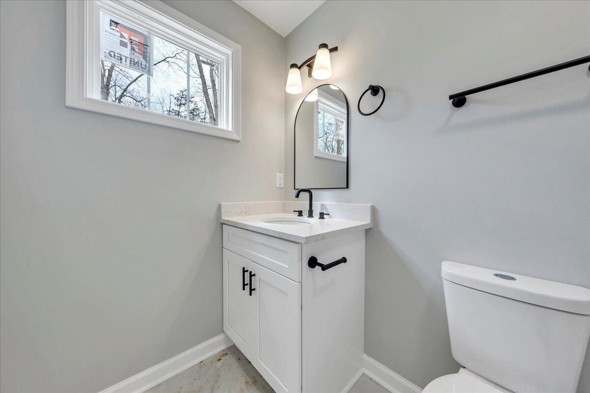 610 Gap Bridge Road Moneta, VA 24121 - Photo 16 of 62 a bathroom with a toilet a sink and a mirror