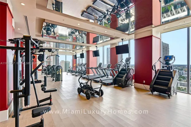 a view of a room with gym equipment