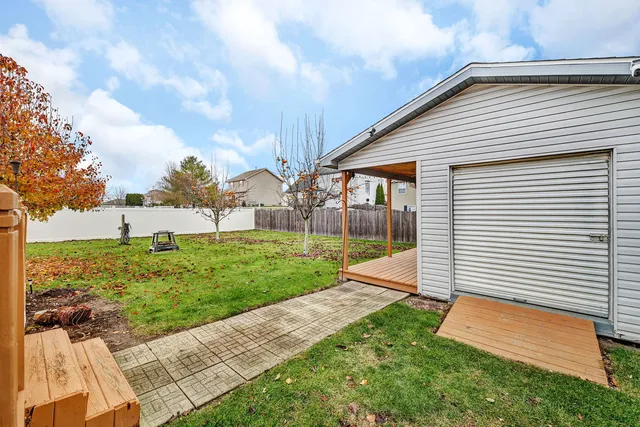 a view of a backyard with a garden