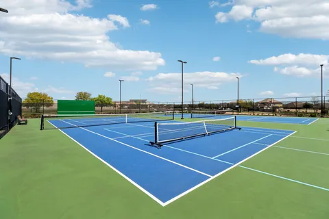 a tennis court that has a lot of plants