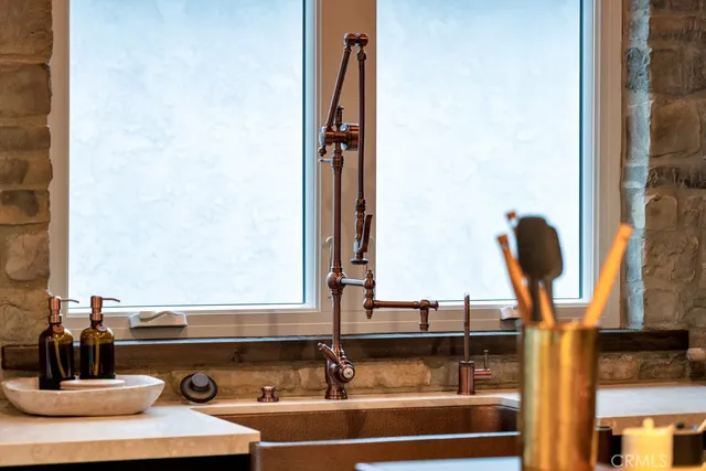 a view of a balcony with door