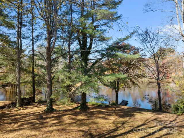 a view of a yard with mountain view