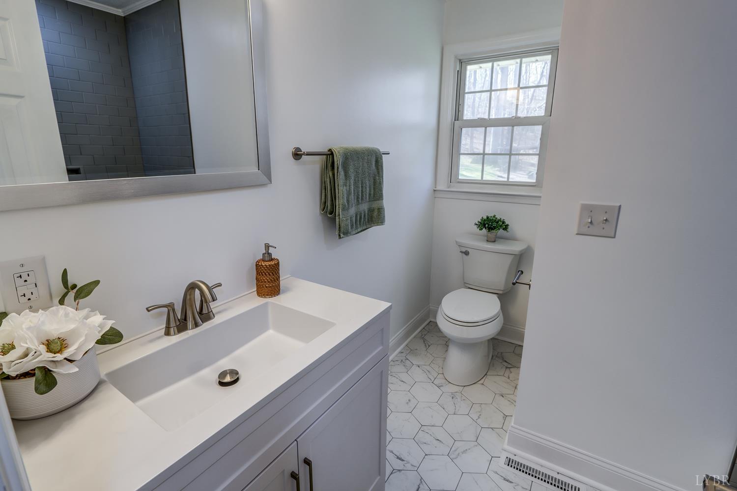 303 Grove Street Hurt, VA 24563 - Photo 22 of 51 a bathroom with a toilet a sink and mirror