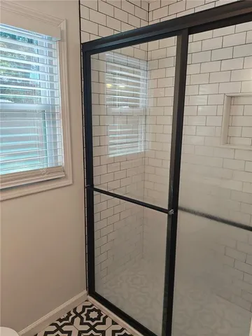 a bathroom with a shower