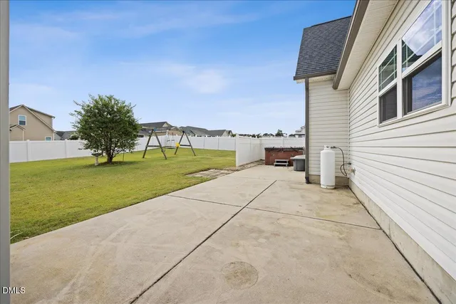 a view of a terrace with a garden