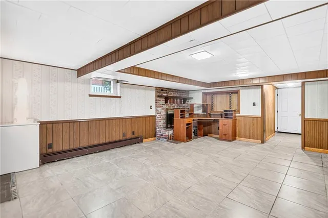 a view of a room with garage