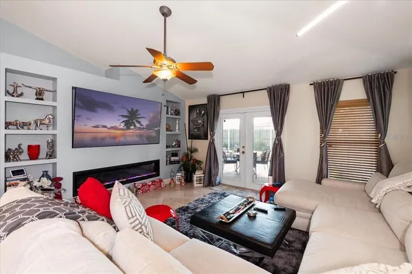 a bedroom with bed and furniture