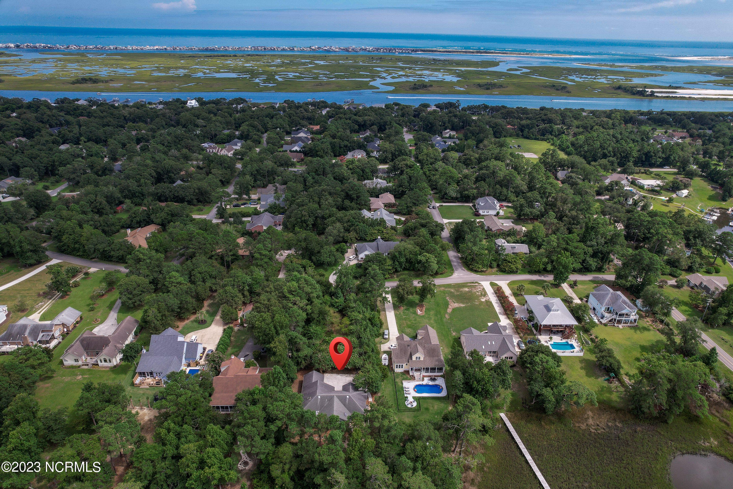 704 Cordgrass Road Hampstead, NC 28443 - Photo 36 of 39 Aerial with view of Proximinity to ICWW