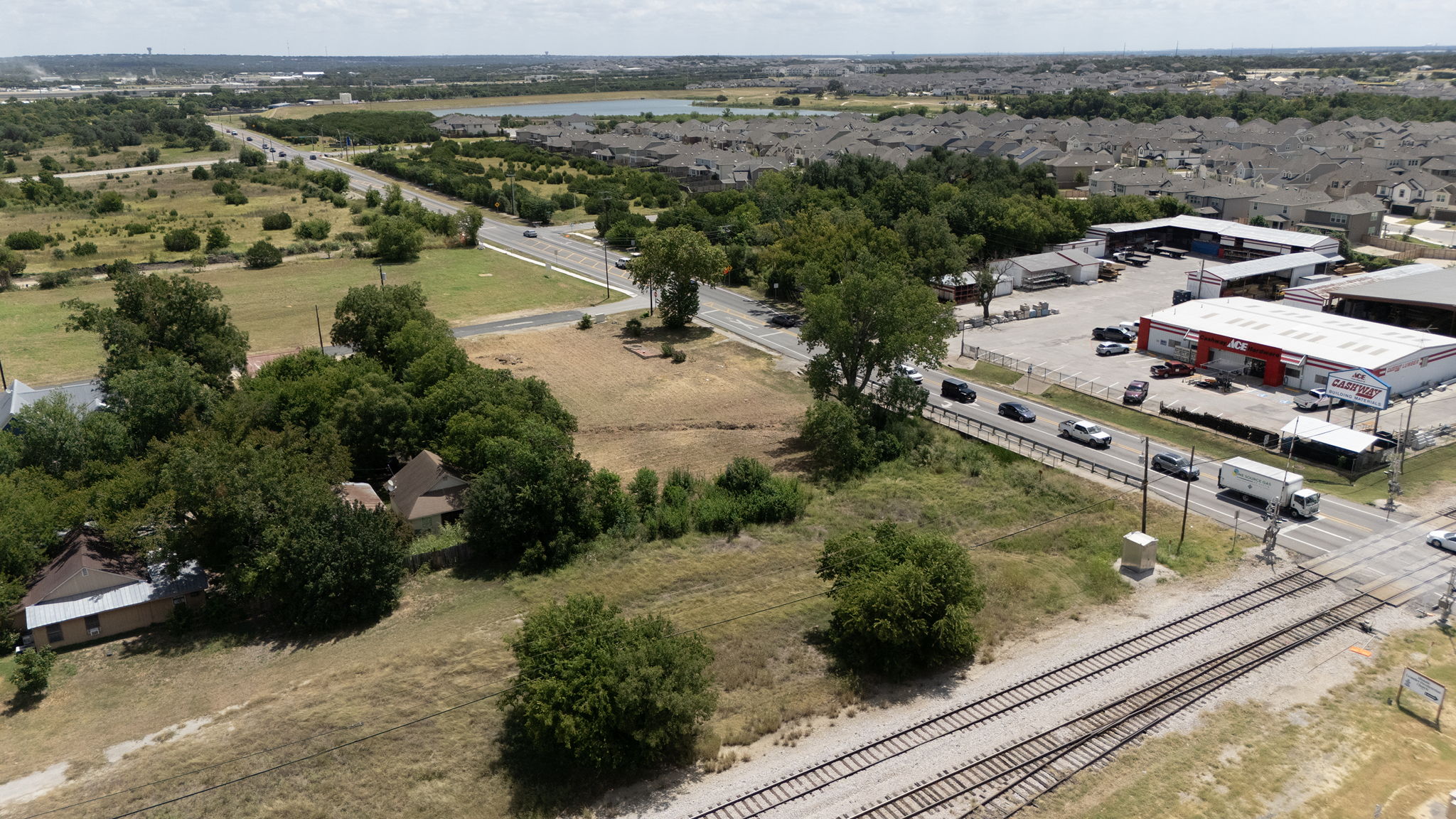 101 East South Street Leander, TX 78641 - Photo 5 of 18 Aerial view of a nearby body of water