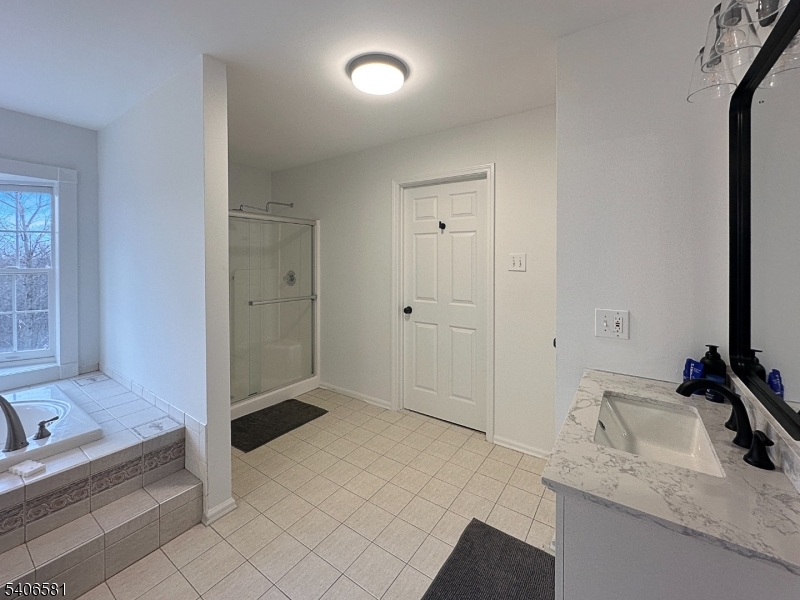 16 Gary Court Flanders, NJ 07836 - Photo 31 of 48 a bathroom with a granite countertop sink and a mirror