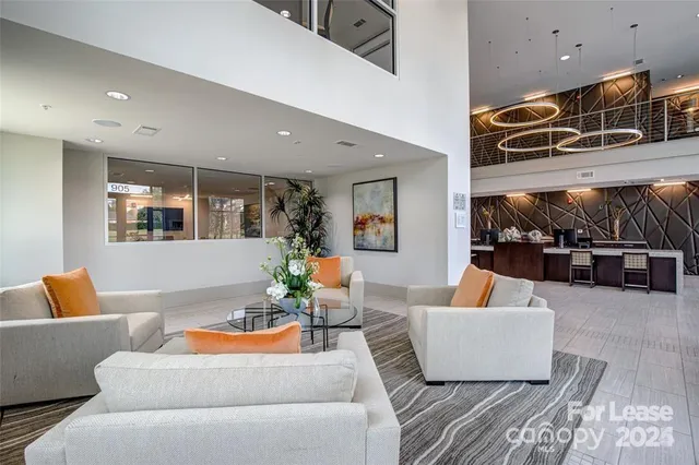 a living room with furniture and a couch