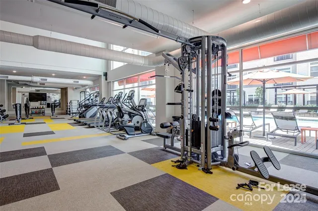 a view of a room with gym equipment