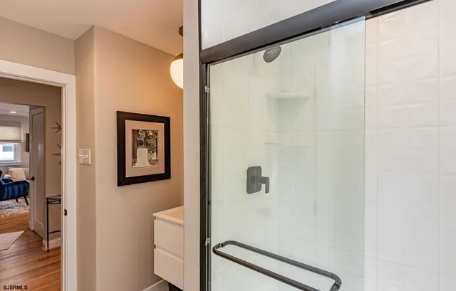 a bathroom with a shower