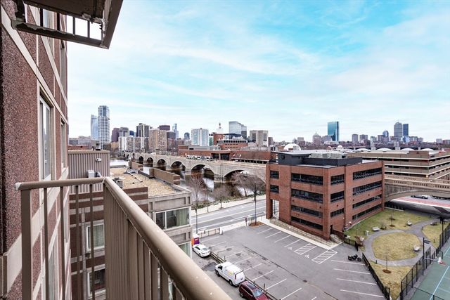 a view of a balcony with city view