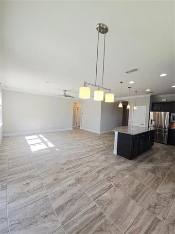 a view of a room with a window