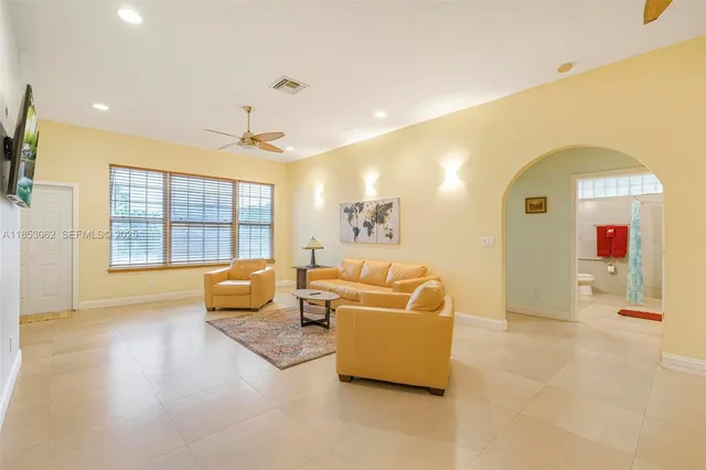 a bedroom with a bed and furniture