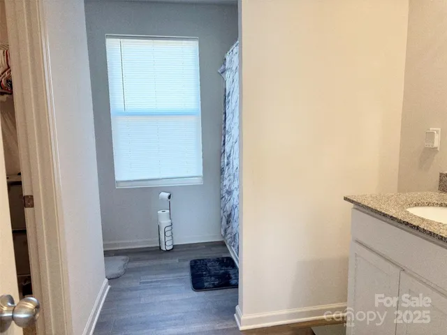 a bathroom with a window