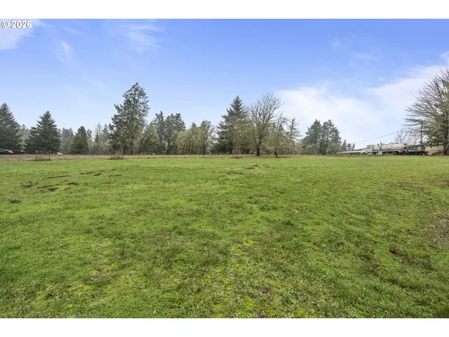a view of field with trees in the background