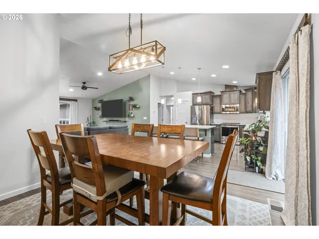a view of a dining room and livingroom