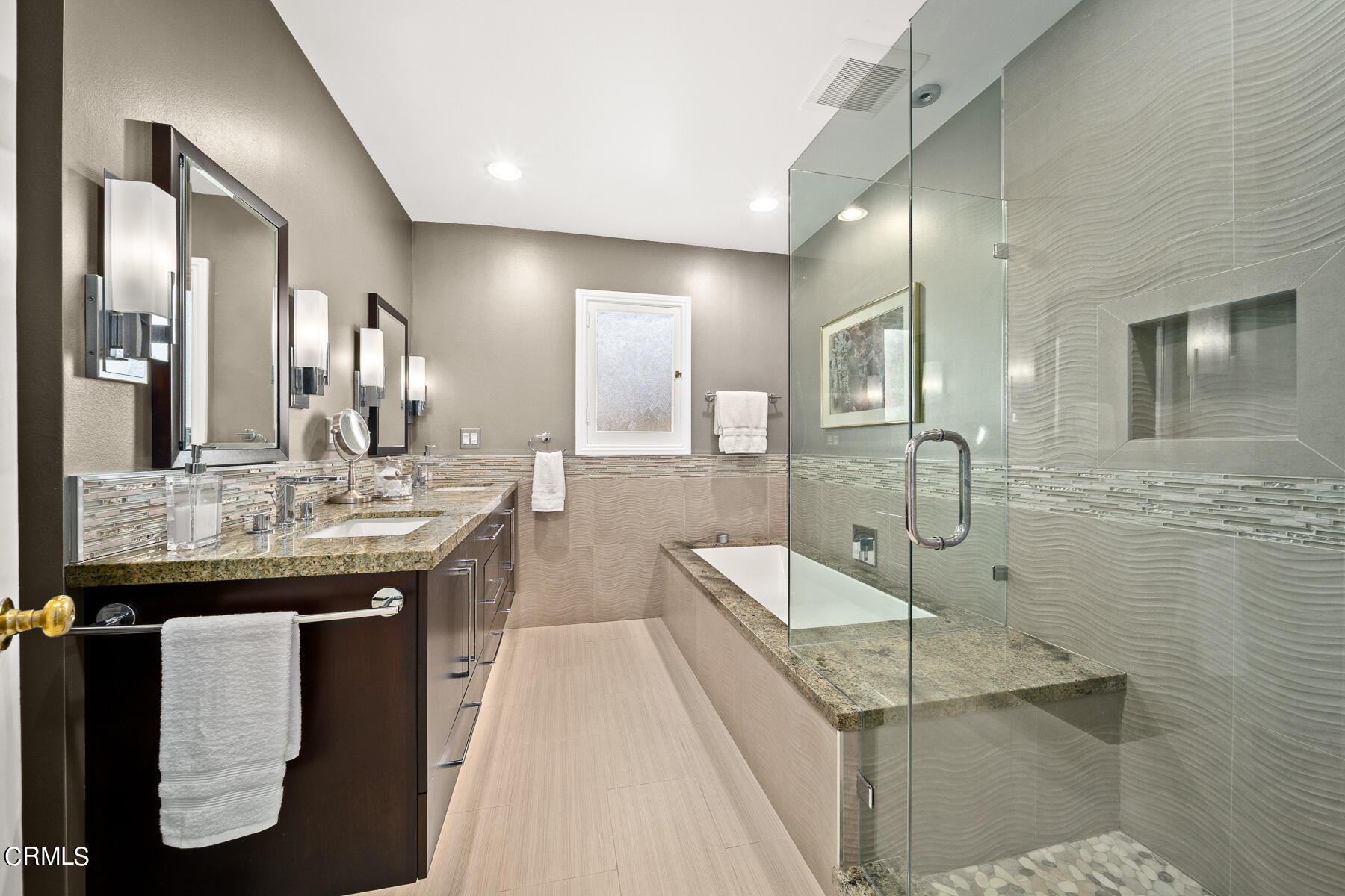 3780 Fairmeade Road Pasadena, CA 91107 - Photo 23 of 73 a bathroom with a double vanity sink a mirror and a shower