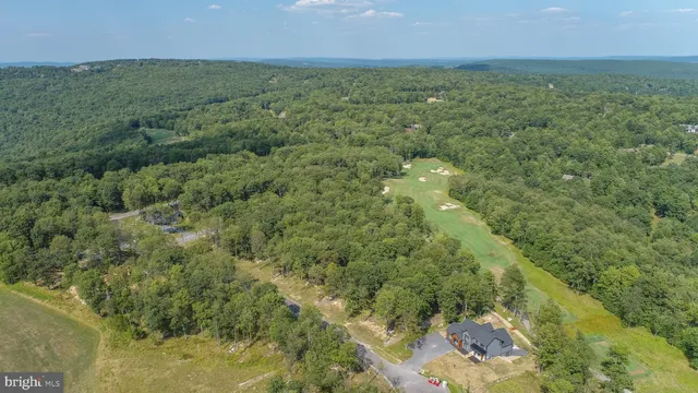 a view of a field with an ocean view