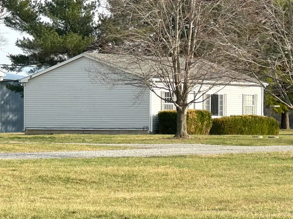 a view of a house with a yard and large tree