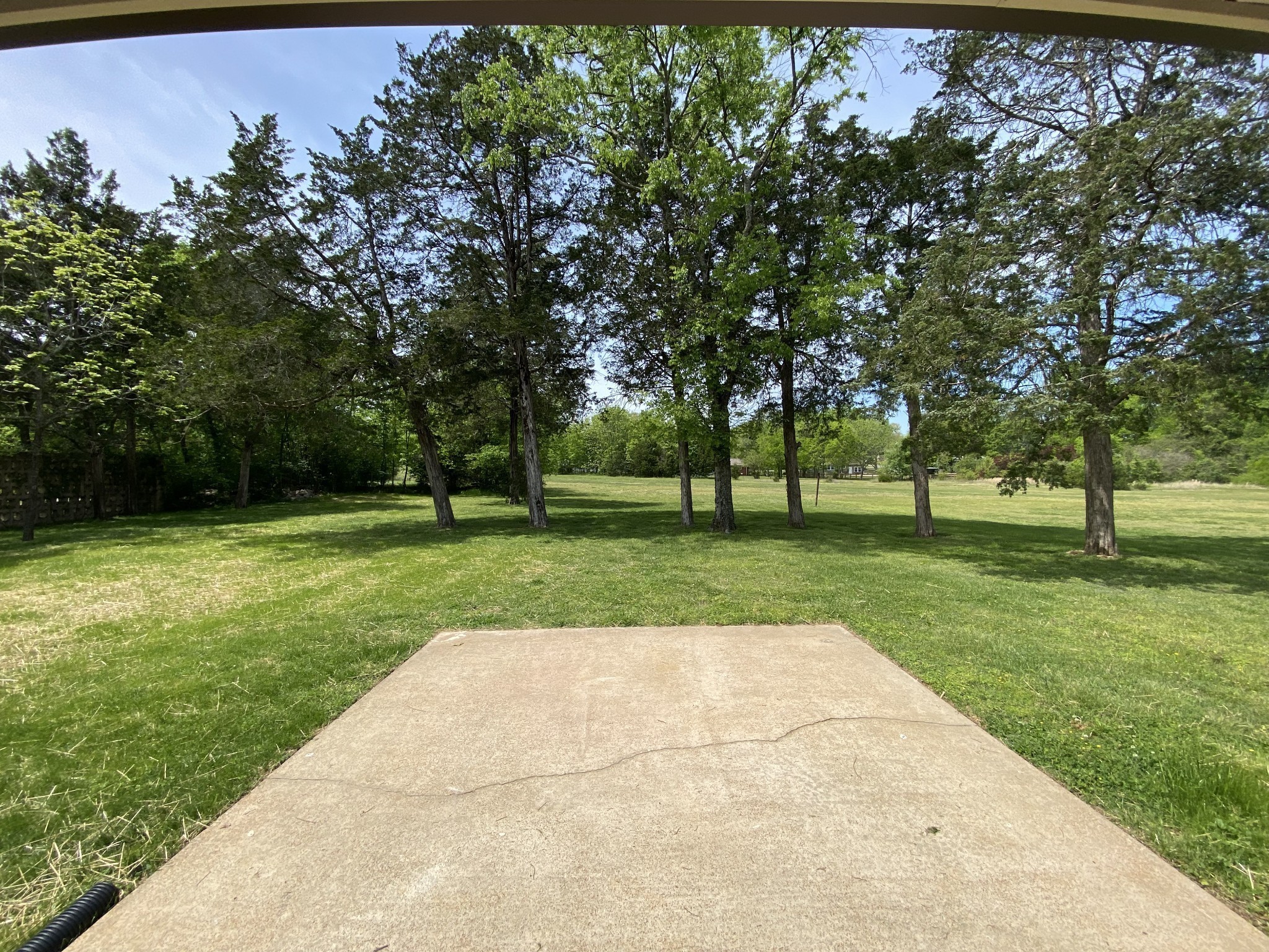 a view of grassy field with benches