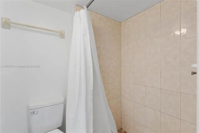 a close up of a shower curtain