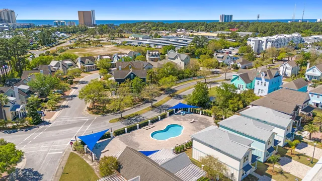 an aerial view of a house