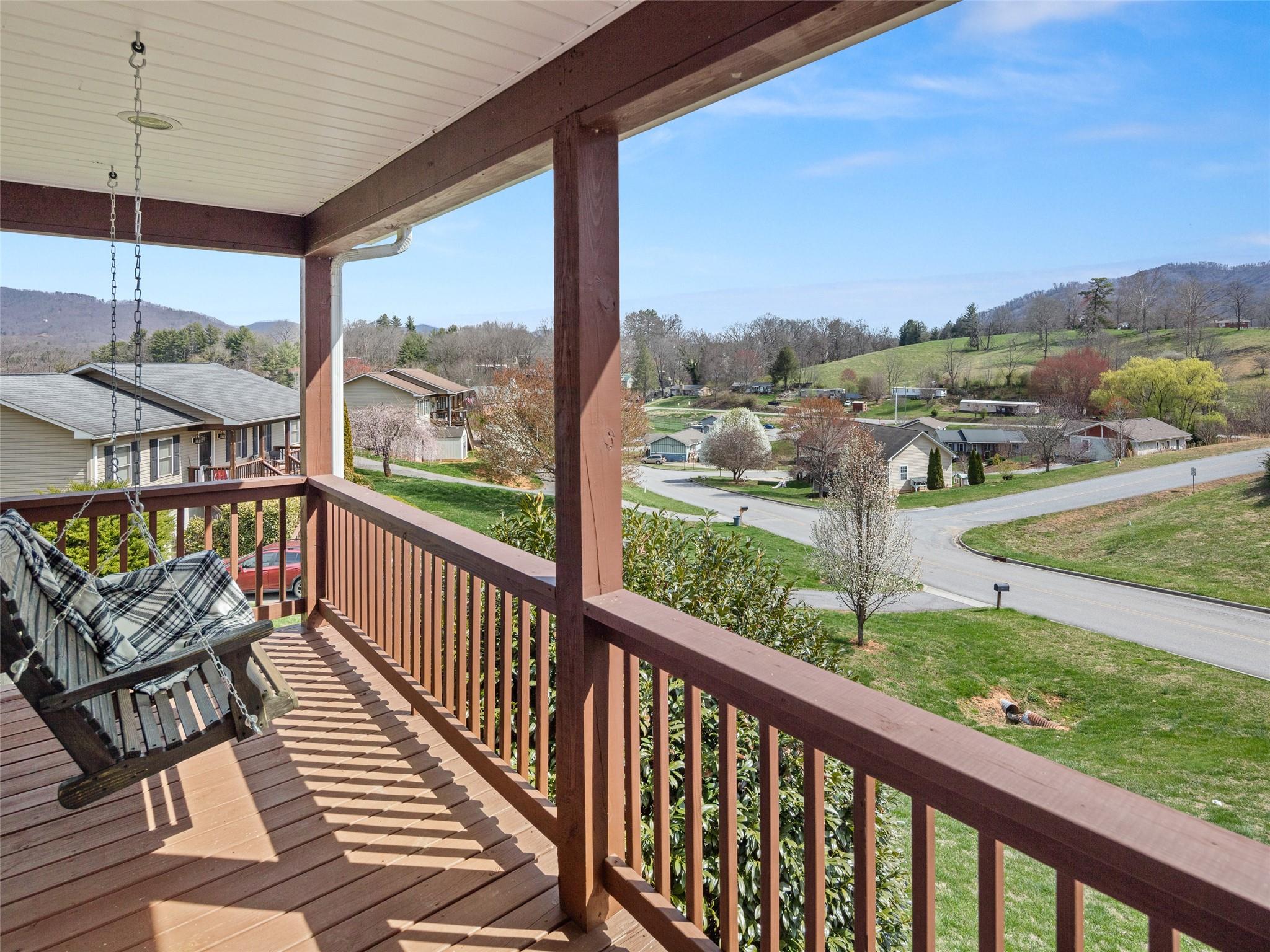 a view of a city from a balcony