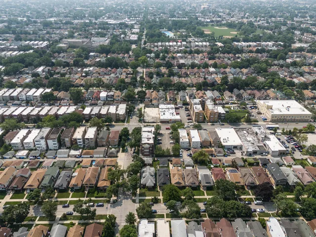 an aerial view of a city