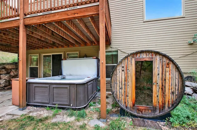 a view of a wooden door